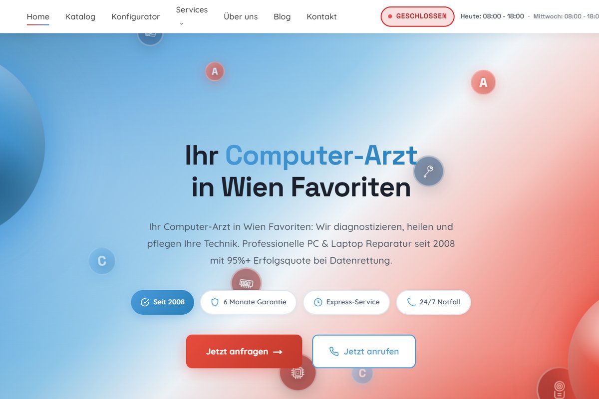 Computer Arzt Wien Website - PC Reparatur & IT-Service Favoriten