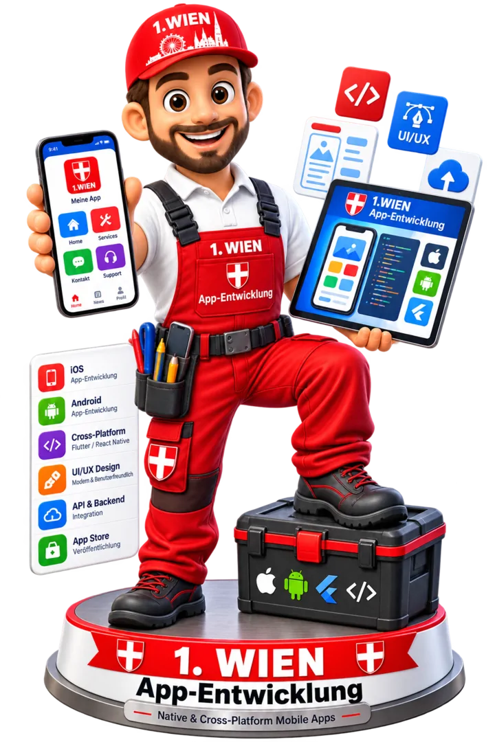 1.WIEN Maskottchen für native und plattformübergreifende App-Entwicklung in Wien