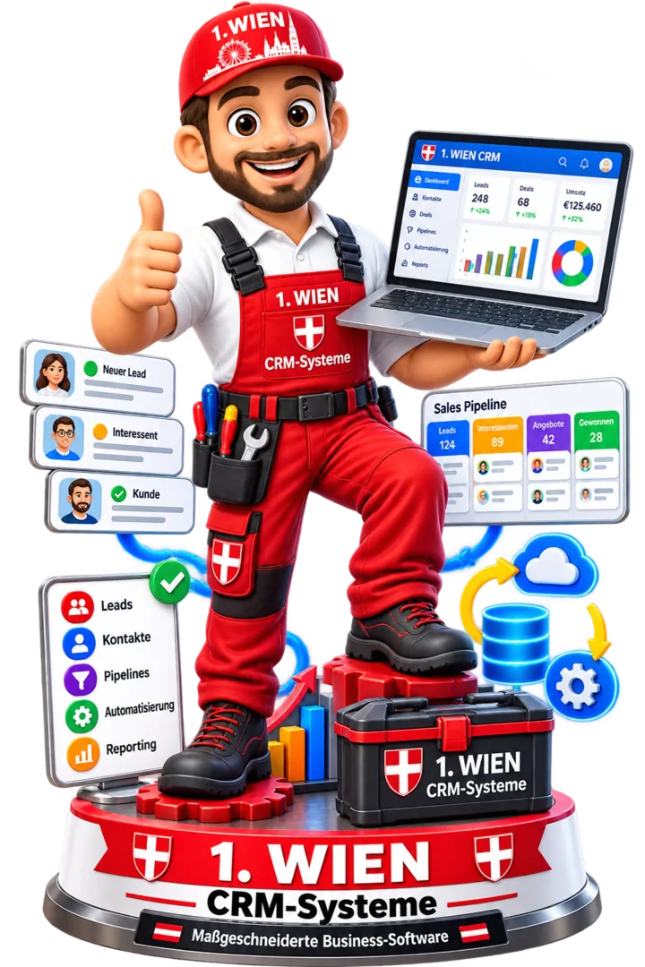 1.WIEN Maskottchen für maßgeschneiderte CRM-Systeme und Business-Software in Wien