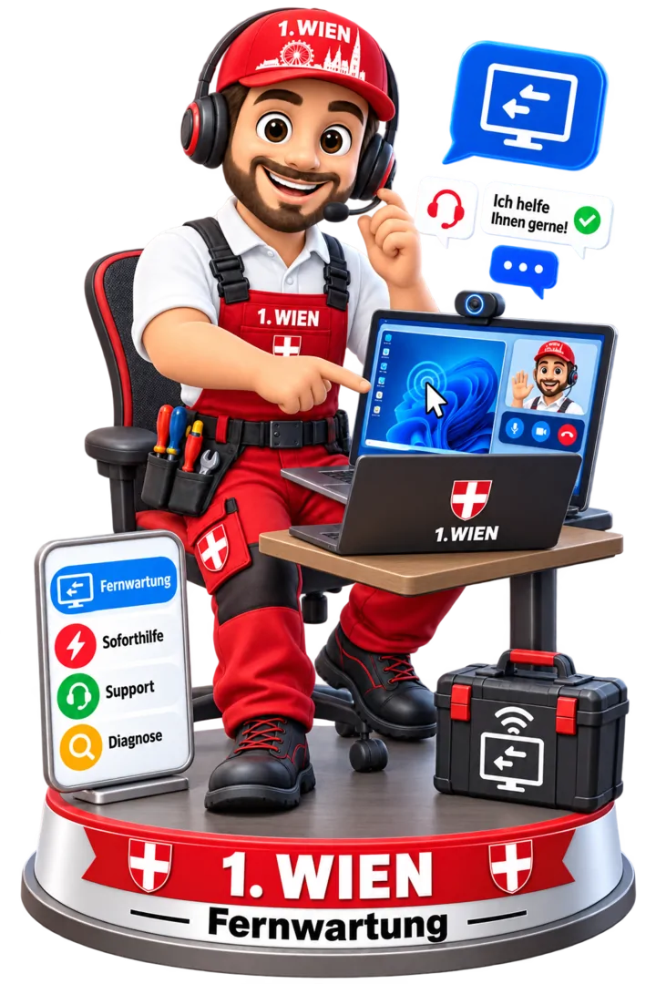 1.WIEN Techniker-Maskottchen für Fernwartung, Soforthilfe und IT-Support in Wien