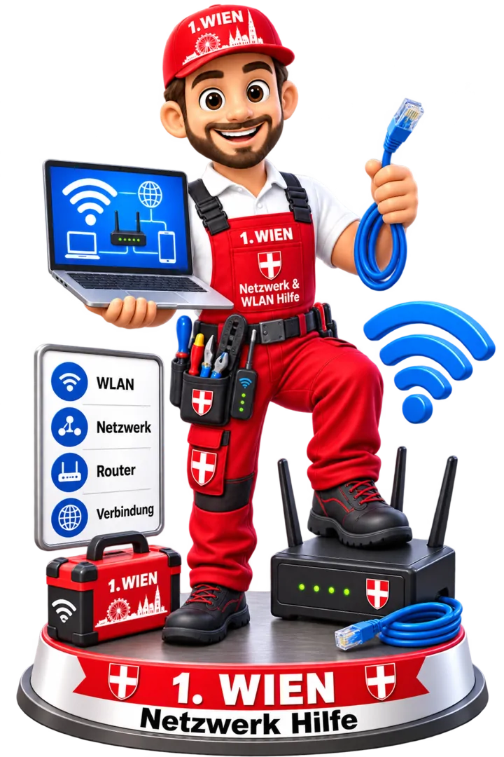 1.WIEN Techniker-Maskottchen für Netzwerk-, Router- und WLAN-Hilfe in Wien