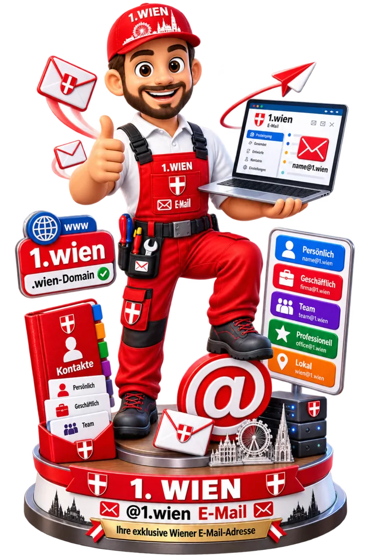 1.WIEN Maskottchen für professionelle persönliche und geschäftliche E-Mail-Adressen