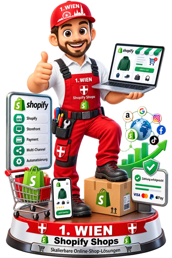 1.WIEN Maskottchen für skalierbare Shopify-Onlineshops und Multi-Channel-Verkauf