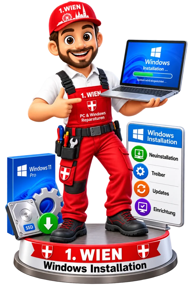 1.WIEN Maskottchen für Windows-Neuinstallation, Treiber, Updates und Einrichtung in Wien