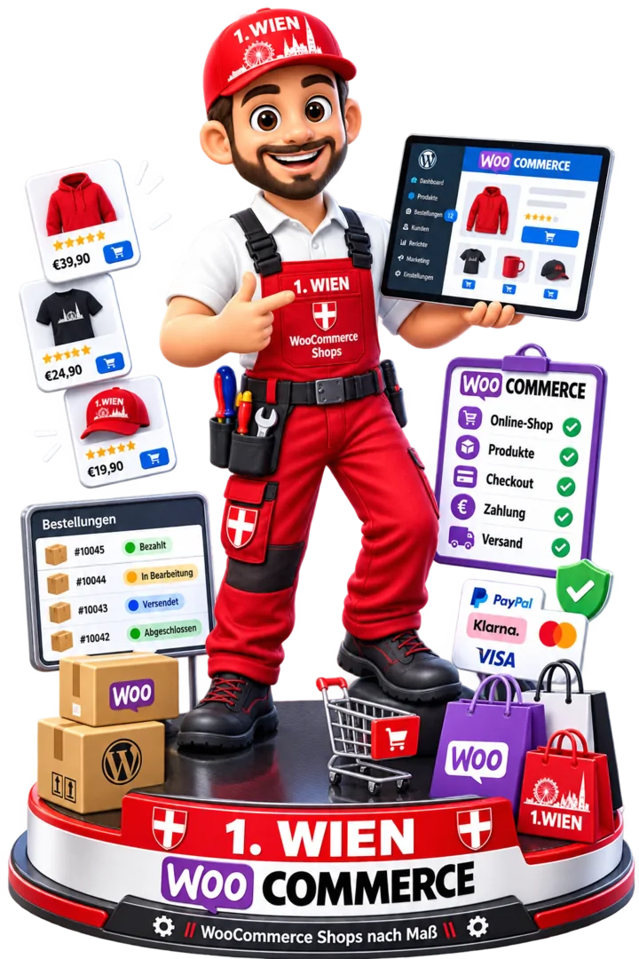 1.WIEN Maskottchen für individuelle WooCommerce-Onlineshops mit Zahlungsintegration