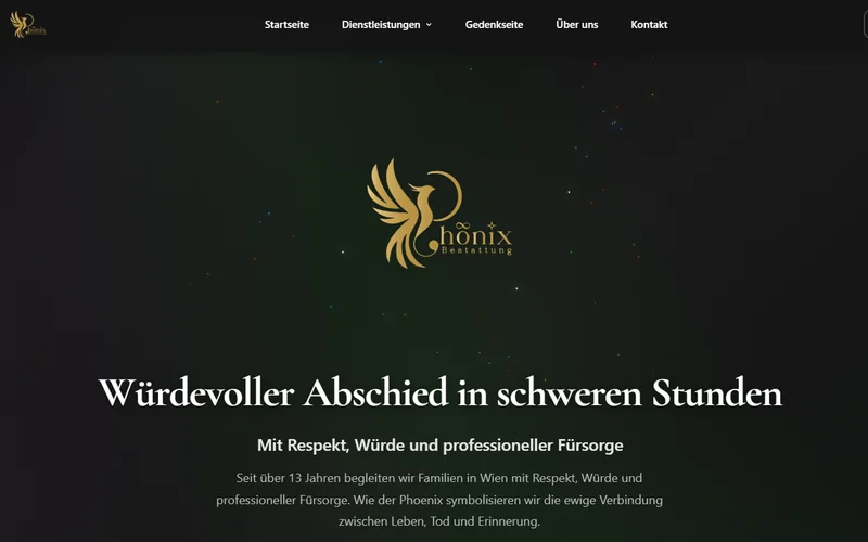 Screenshot der Website bestattung-phoenix.at