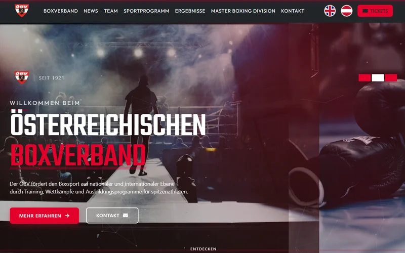 Screenshot der Website boxverband.at