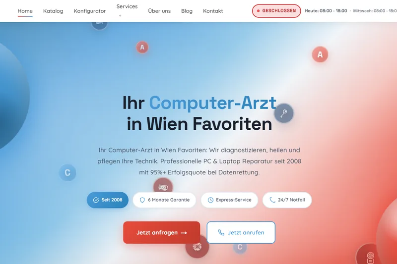 Screenshot der Website computerarzt.at