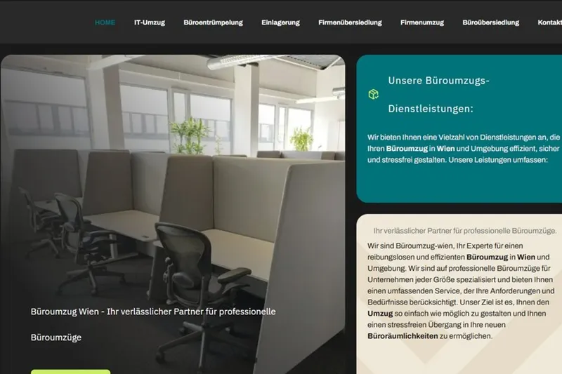 Screenshot der Website bueroumzug.wien