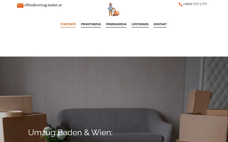 Screenshot der Website umzug-baden.at