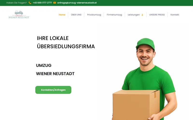 Screenshot der Website umzug-wienerneustadt.at